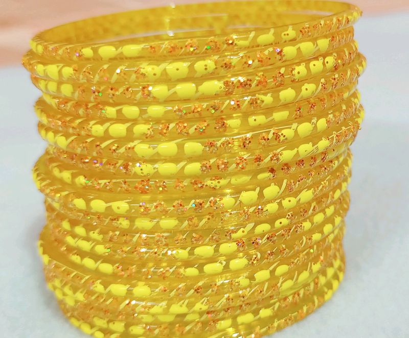 Yellow Glass Bangles