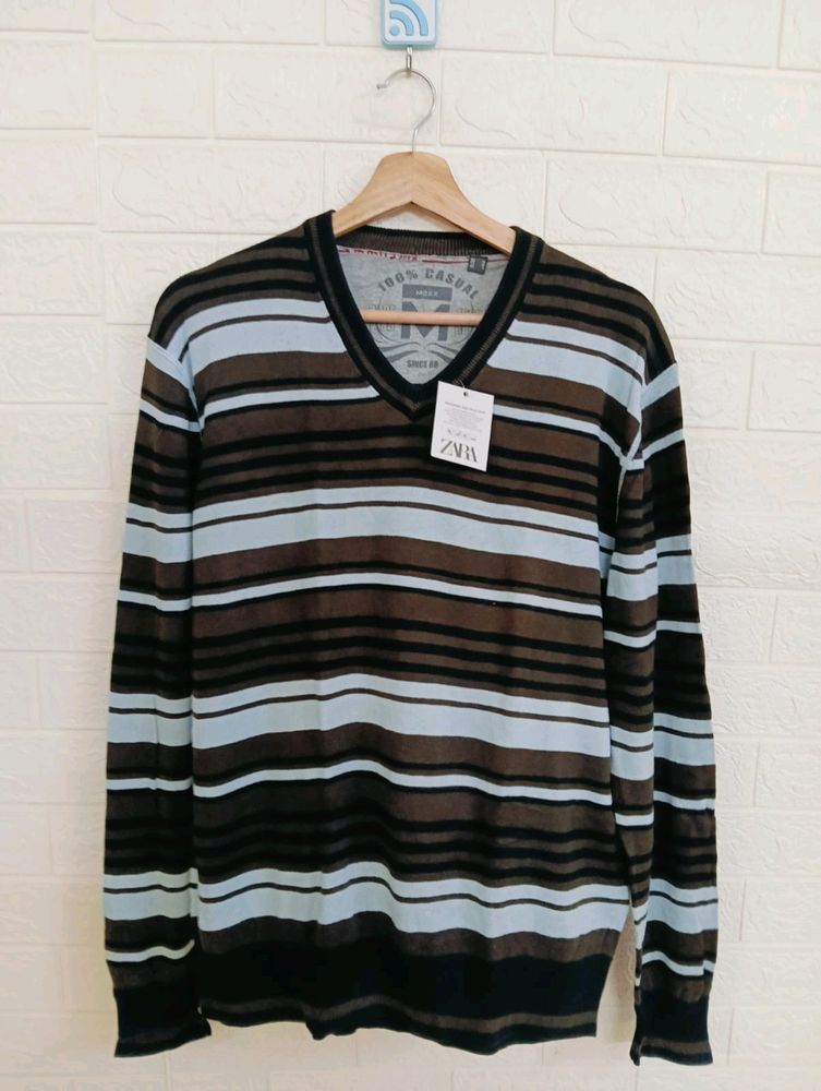 Stripped V Neck Sweat For Men's