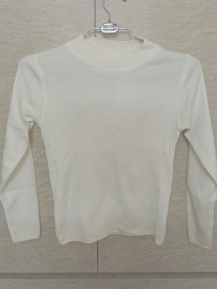 Girls White Wool Sweater