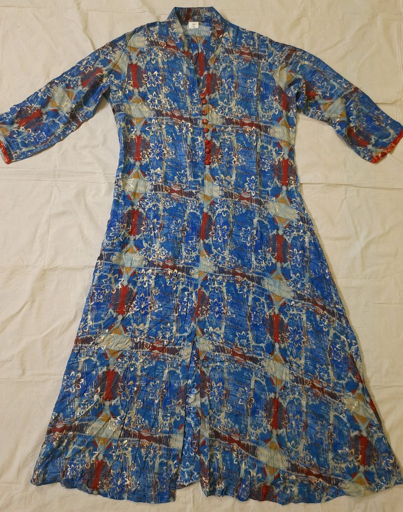 Women Blue Front Slit Kurta