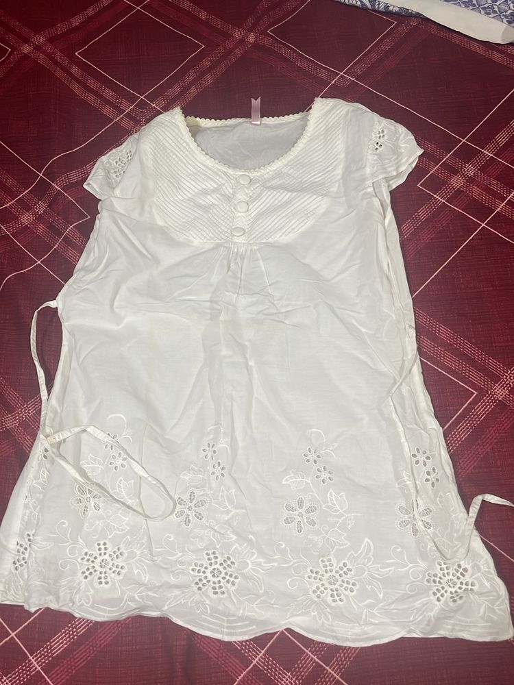 White Top With Flower Work