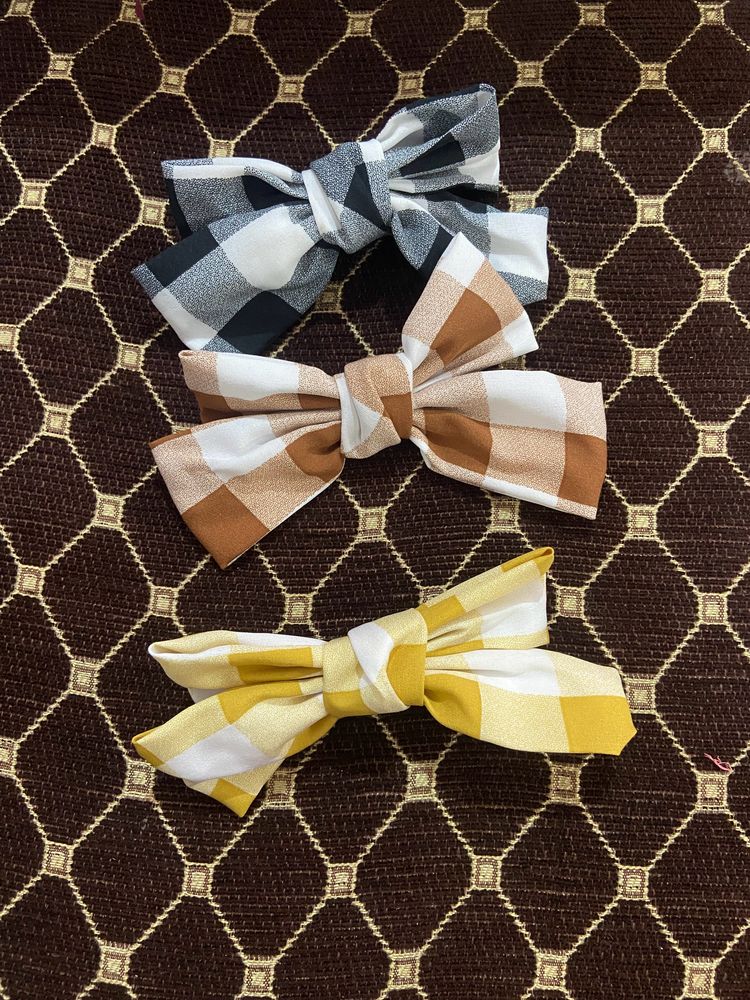 Check Medium Size Bow Pack Of 3