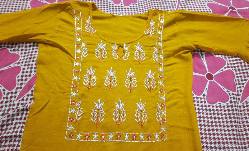 Yellow Kurta With Red Pant