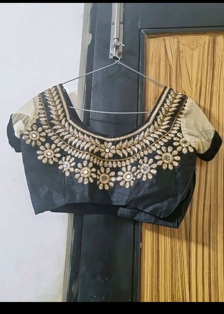 Beige And Black Partywear Lehanga