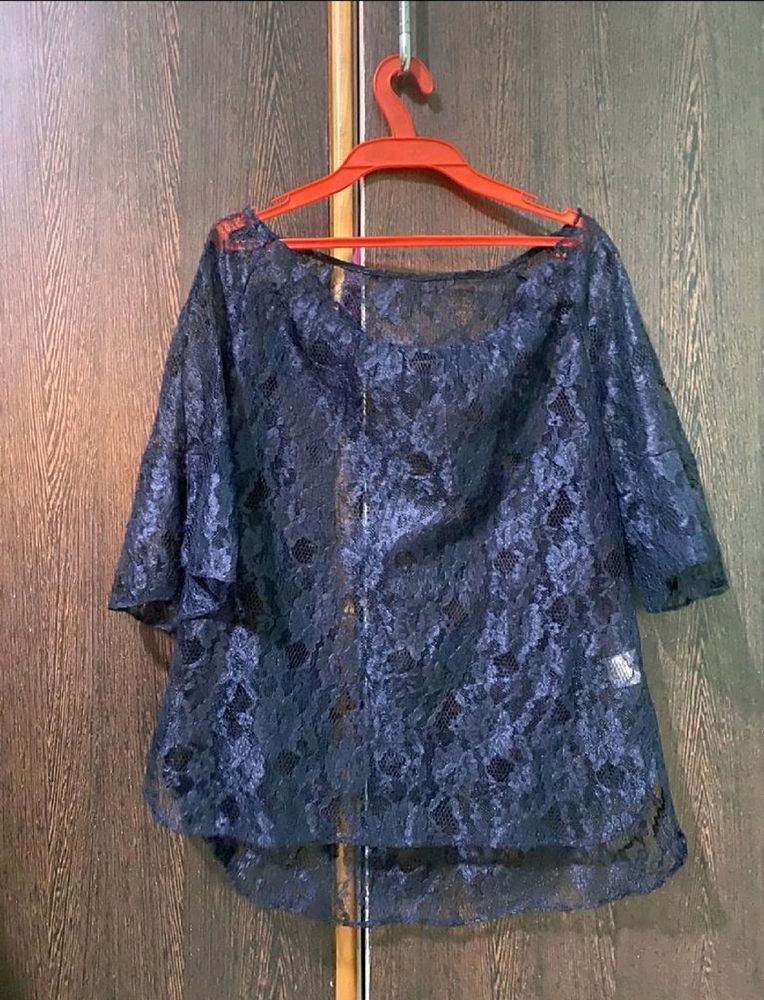 Beautiful Net Top. 38 Bust Size. Navy Blue