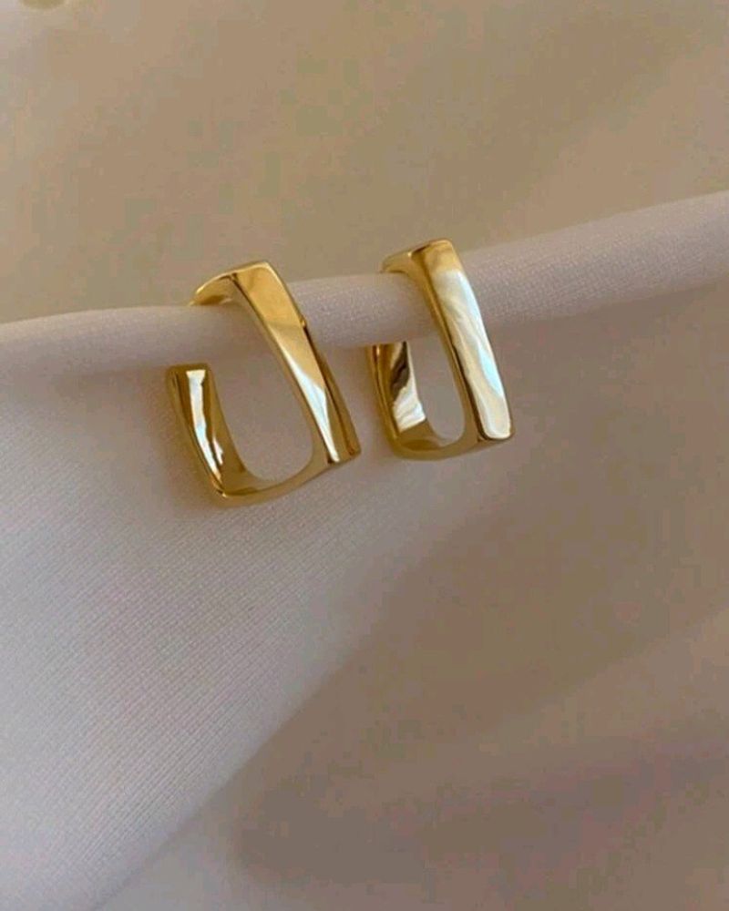 Square Hoop Gold Earrings