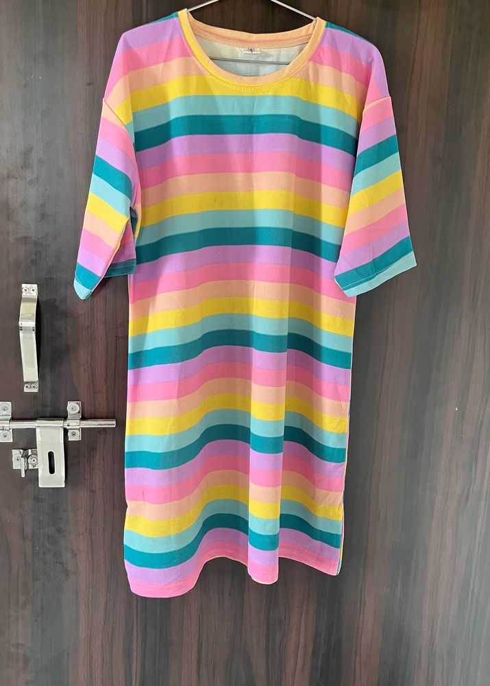 Women Multicolour T Shirt Dress Oversized