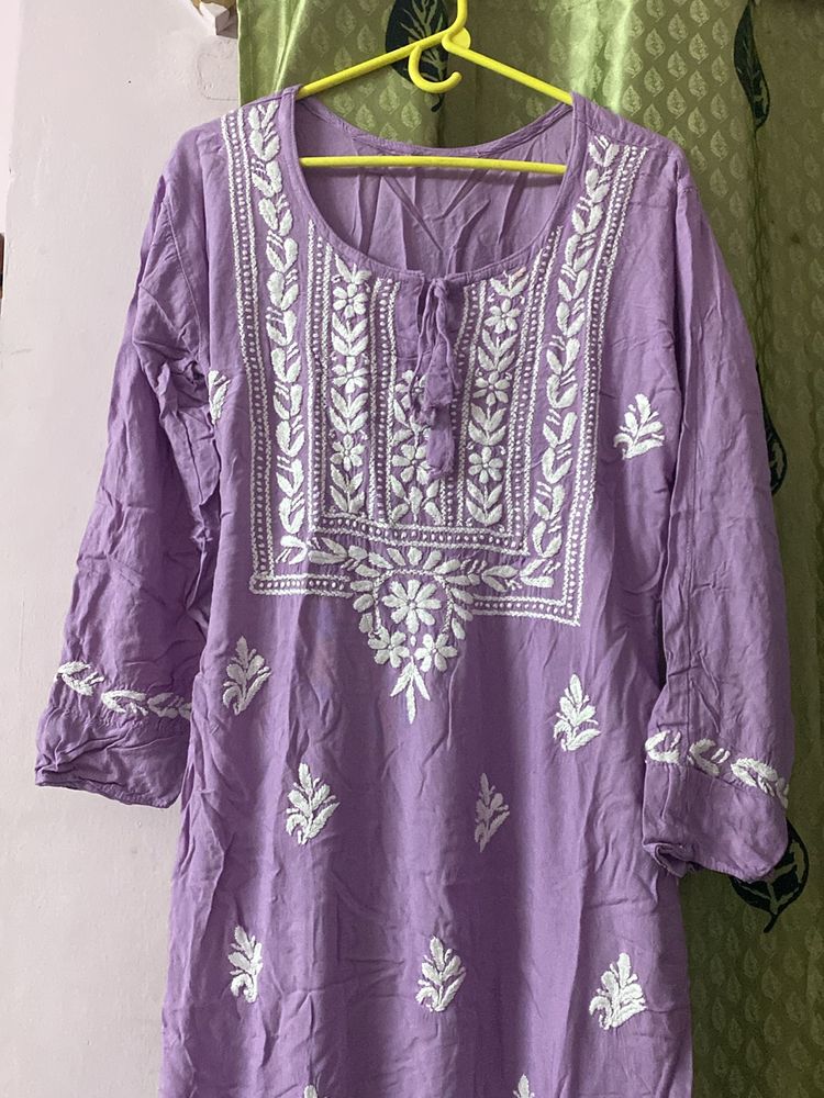 Lavendar Chikankari Kurta- Premium