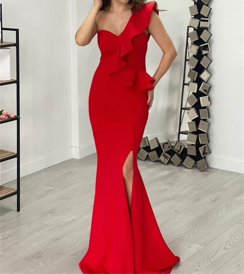 Red Asymmetrical Gown -Shein