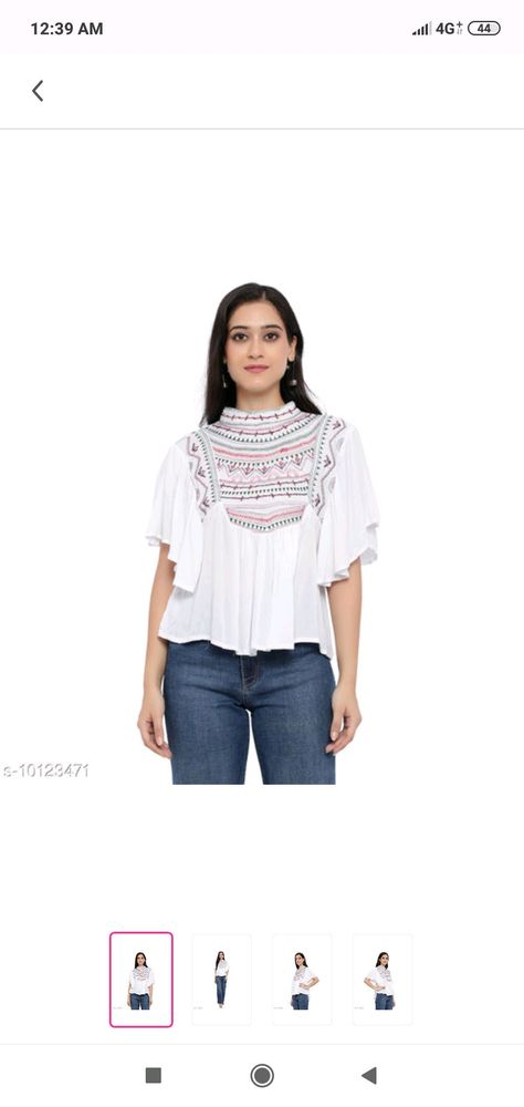 White Cotton High Neck Top