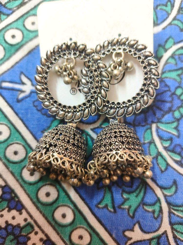 Oxidised Earrings With Bangles