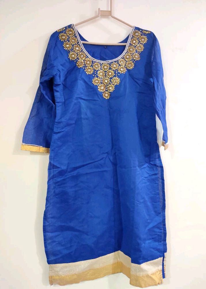 Blue Embroidery Work Kurta