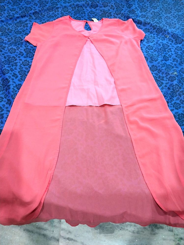 Pink High Low Kurti