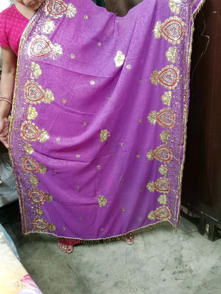 Purple Heavy Work Dupatta