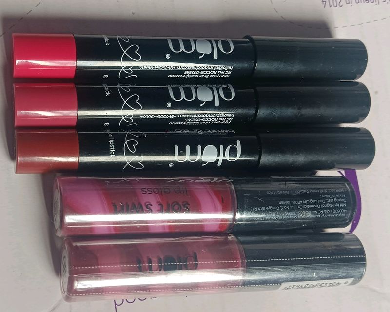 Plum Lipstick And Lipgloss