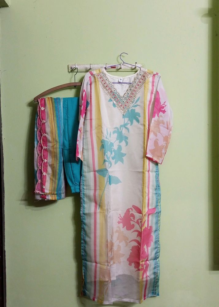 New/Unused Multicolored Straight Kurta Set