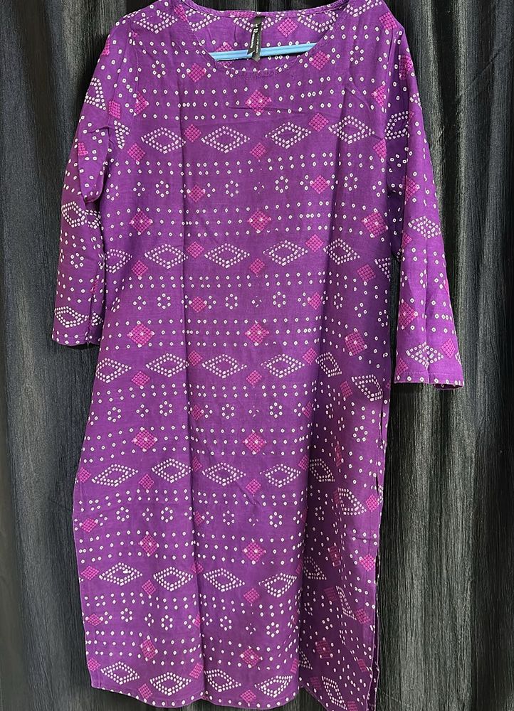 Purple Polka Dot Cotton Kurta