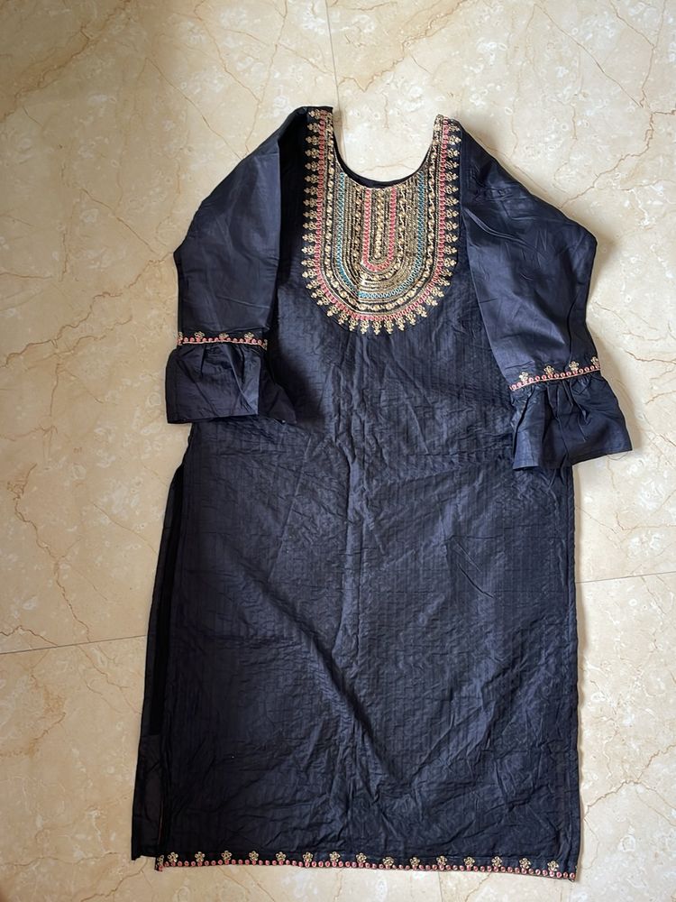 Black Festive Kurta And Pant