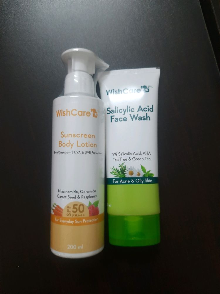 Wishcare  Facewash And Sunscreen Bodylotion