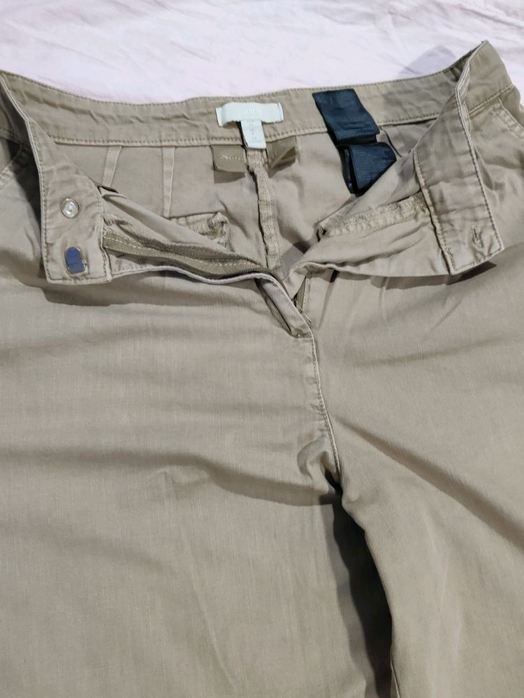 Khaki Gathered Bottom Pants