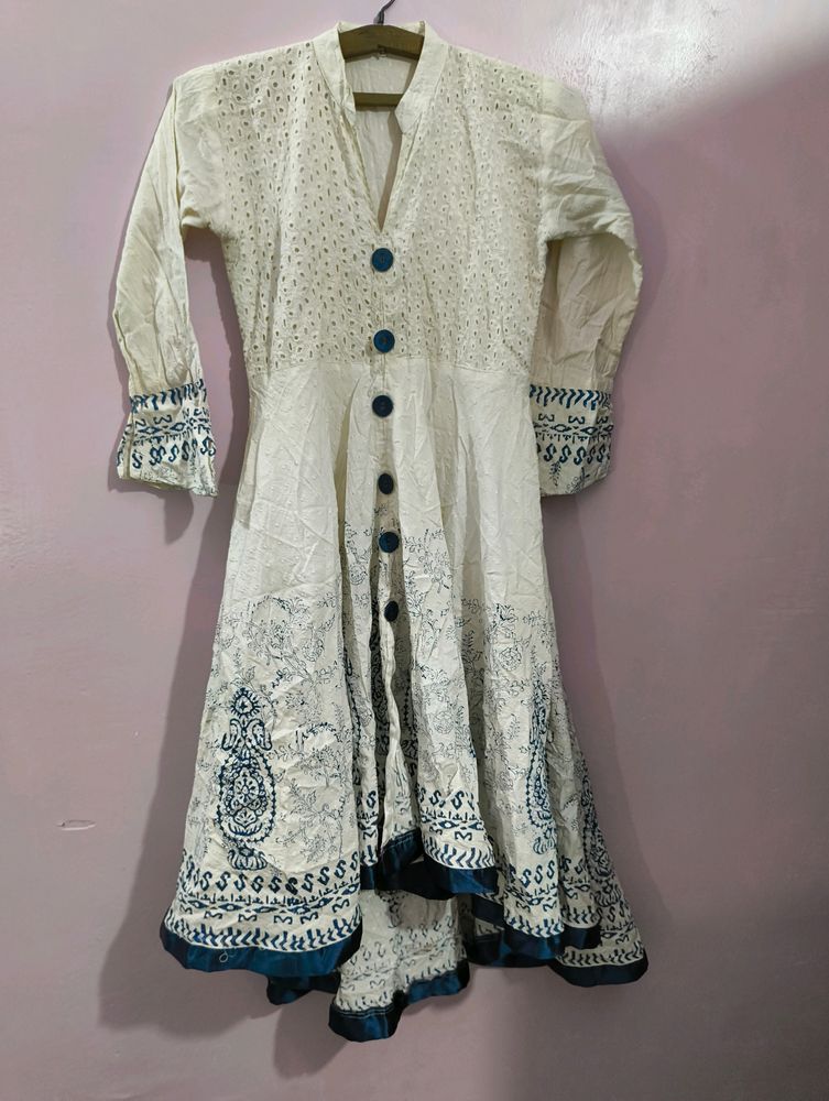 White And Blue Kurta