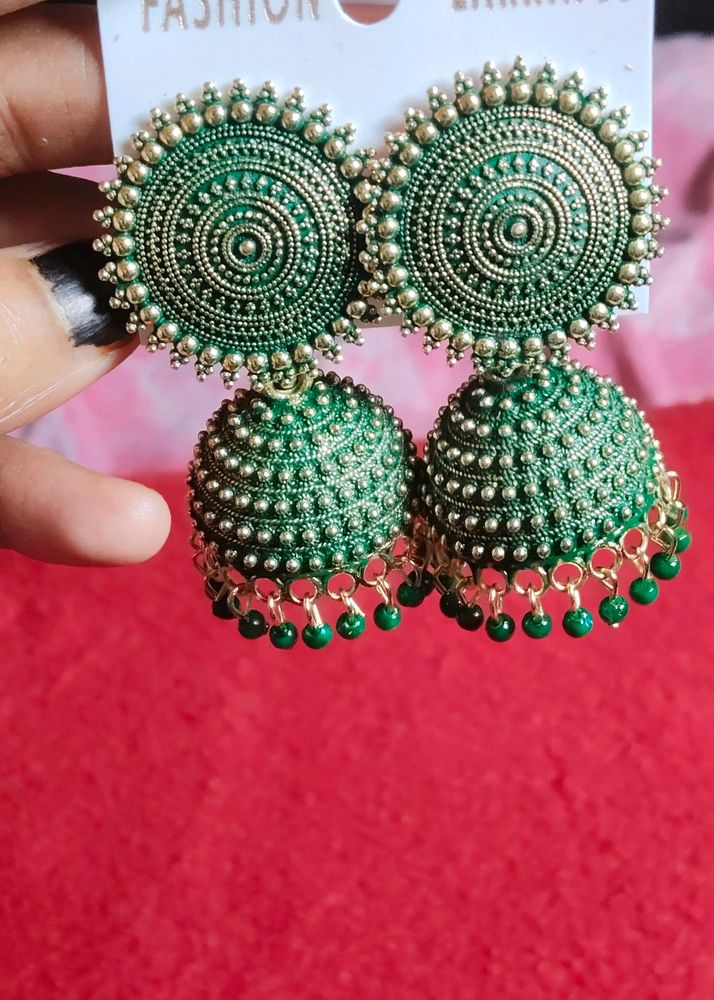 Stylish Green Colour Jhumka For Girls And Women