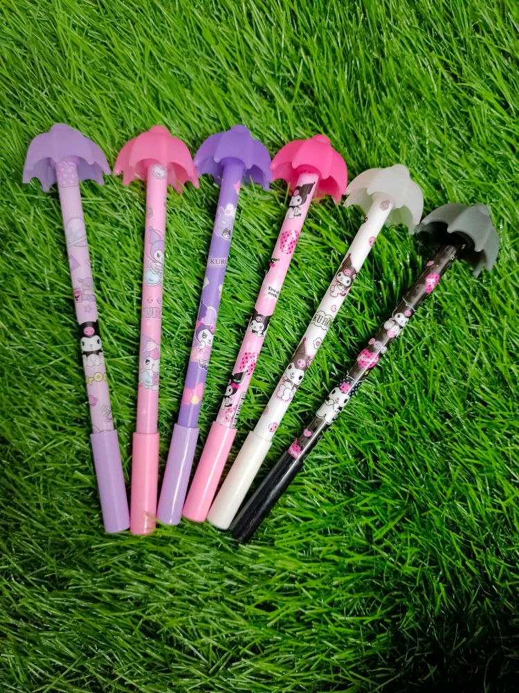 Set Of 6 Sanrio Kuromi Umbrella Gel Pens