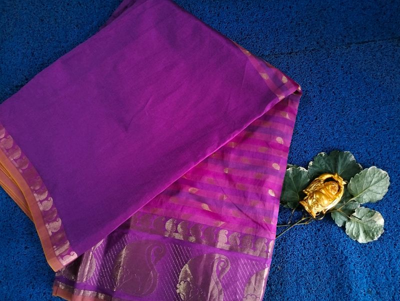 Purple Pattu Saree With Gold Zari Work