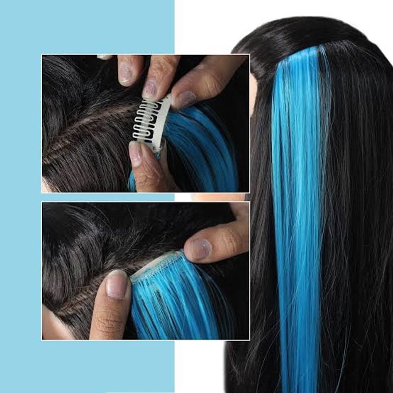 Sky Blue Coloured Hair Streaks