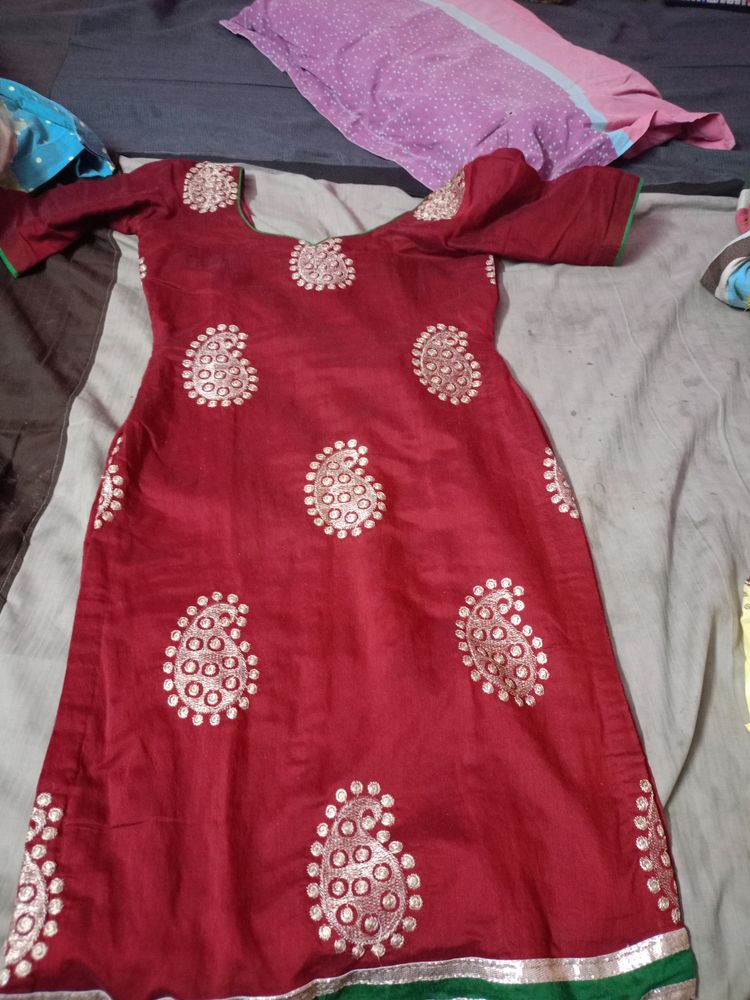 Maroon Embroidery Kurti