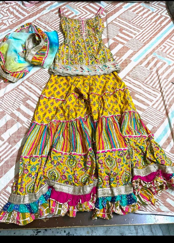 sharara suit mustard Yellow