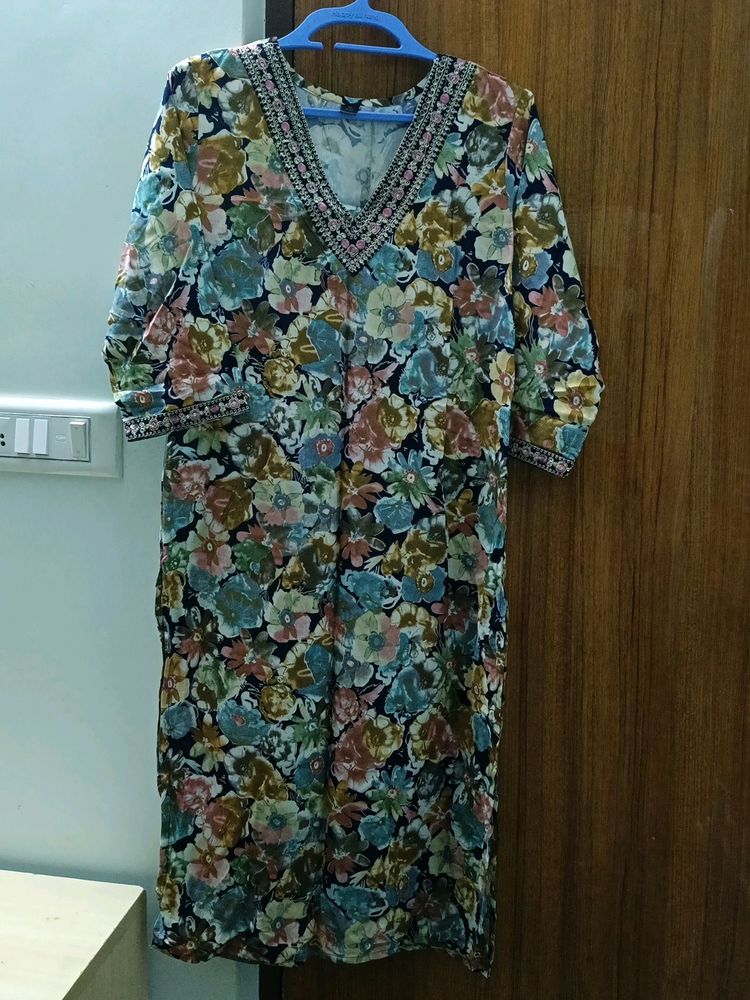 Multi Floral Kurta And Pant Set