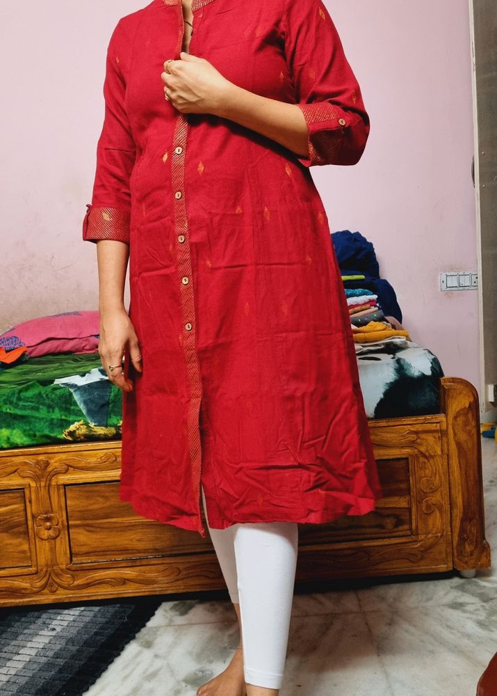 Maroon Clr Kurti With Jerry Border