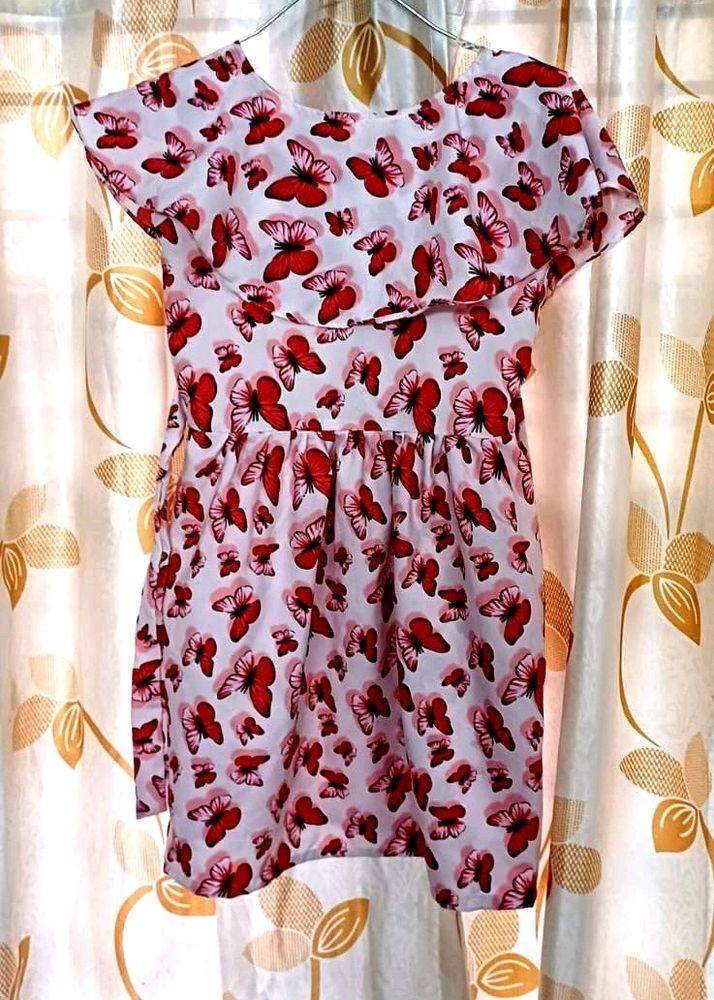 Butterfly Printed Frock For Girls 8-9yrs