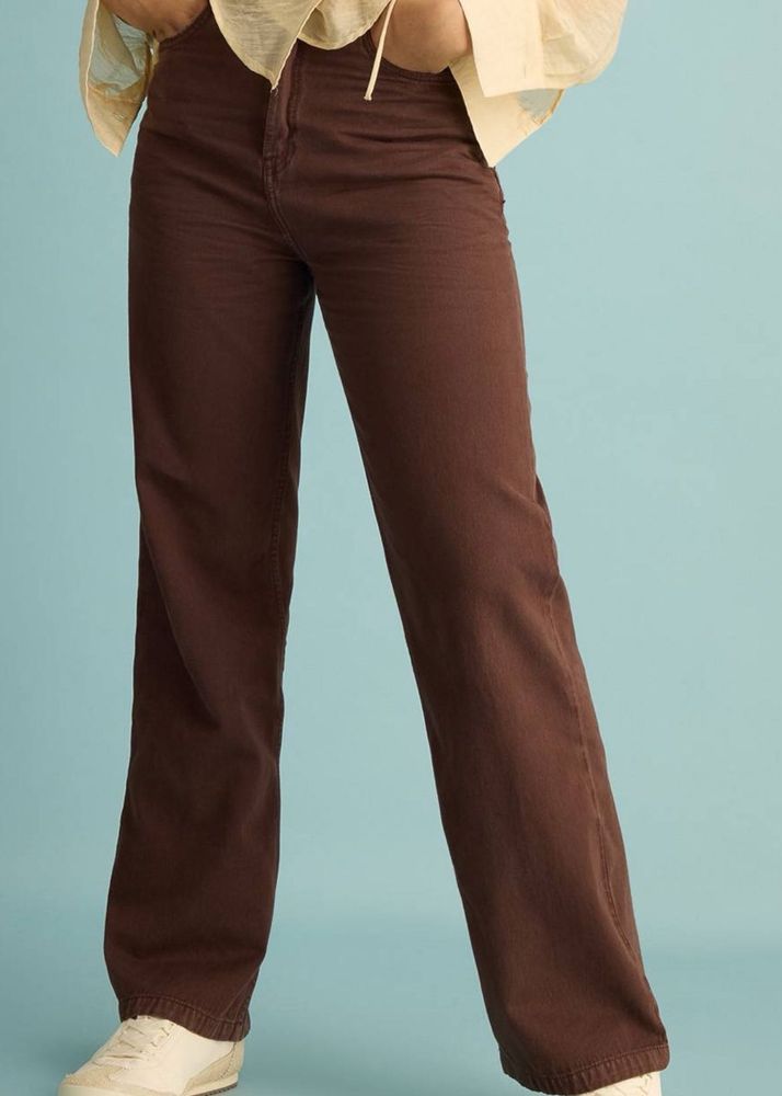 Brown Wide Leg Denim