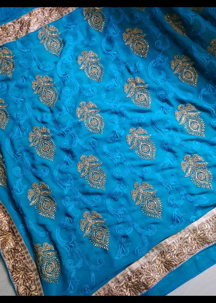 Beautiful Saree Embroidery Work Sare With Blouse