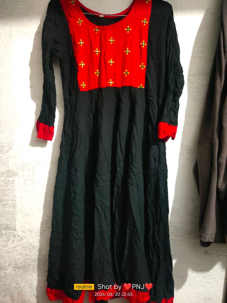 Classic Red And Black Kurta