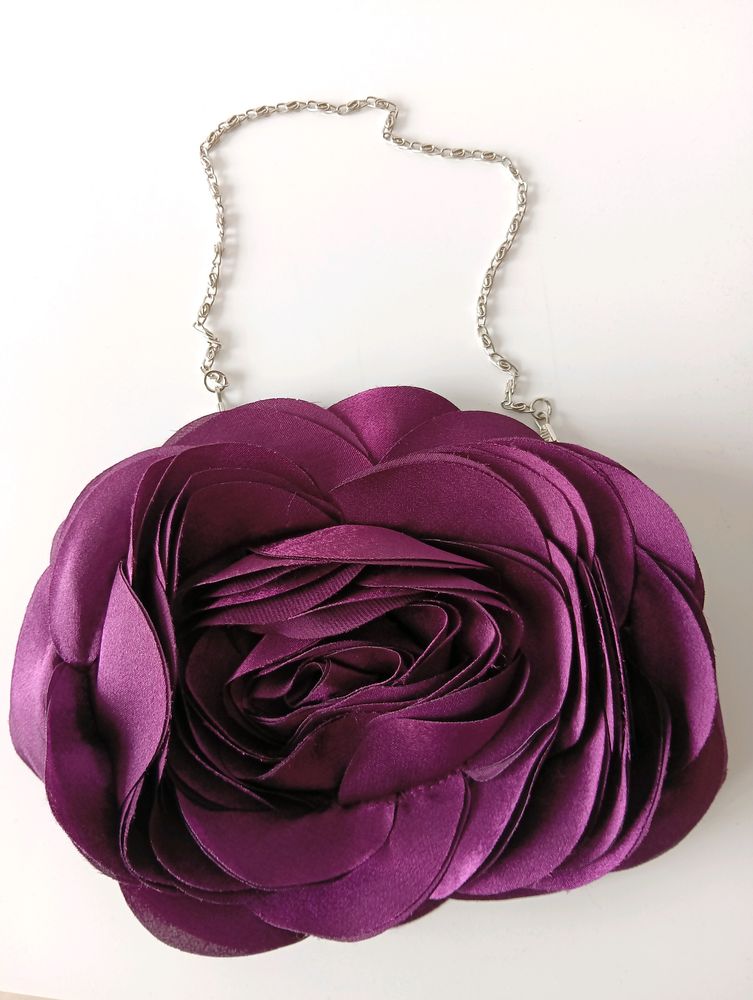 Pretty Imported Purple Rose Clutch