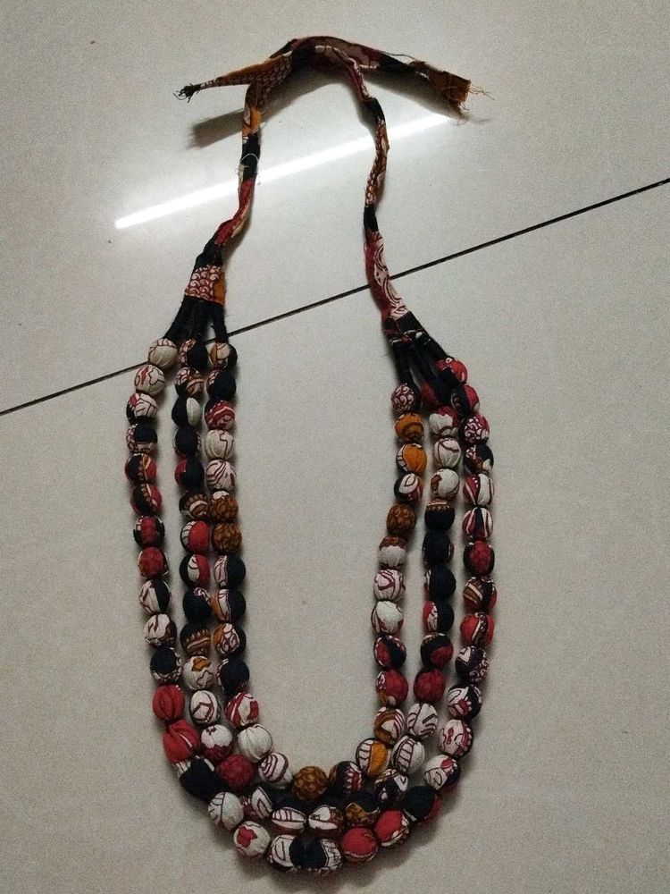 3 Layer Handmade Beaded Cloth Necklace