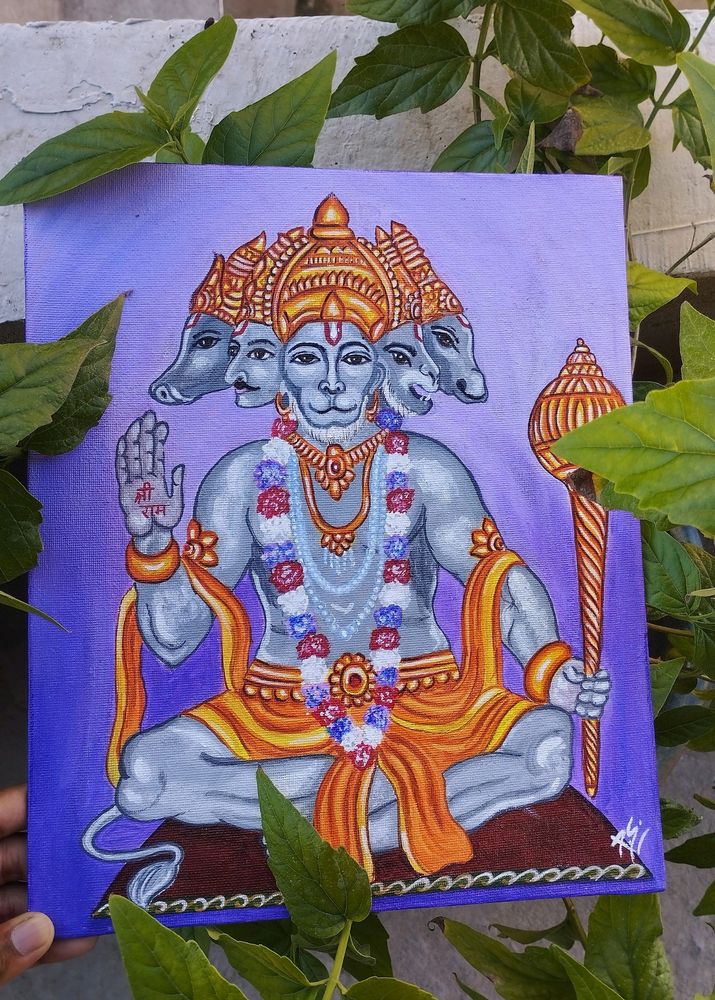 Panchamukhi Hanuman Painting, Home decor, Artwork