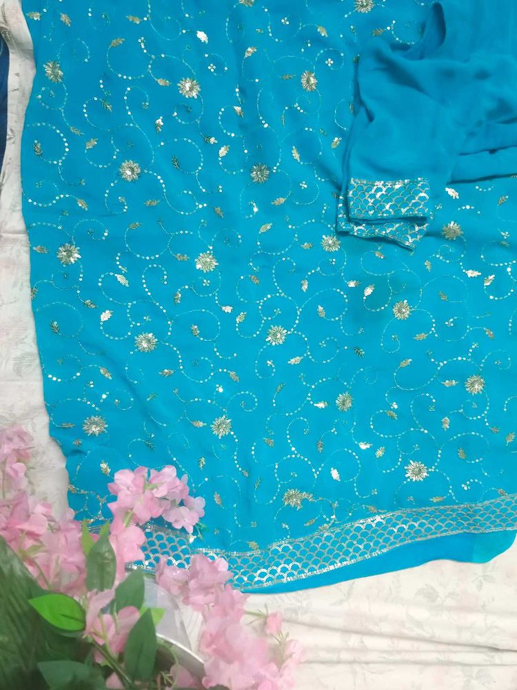 Beautiful Saree Sky blue Color