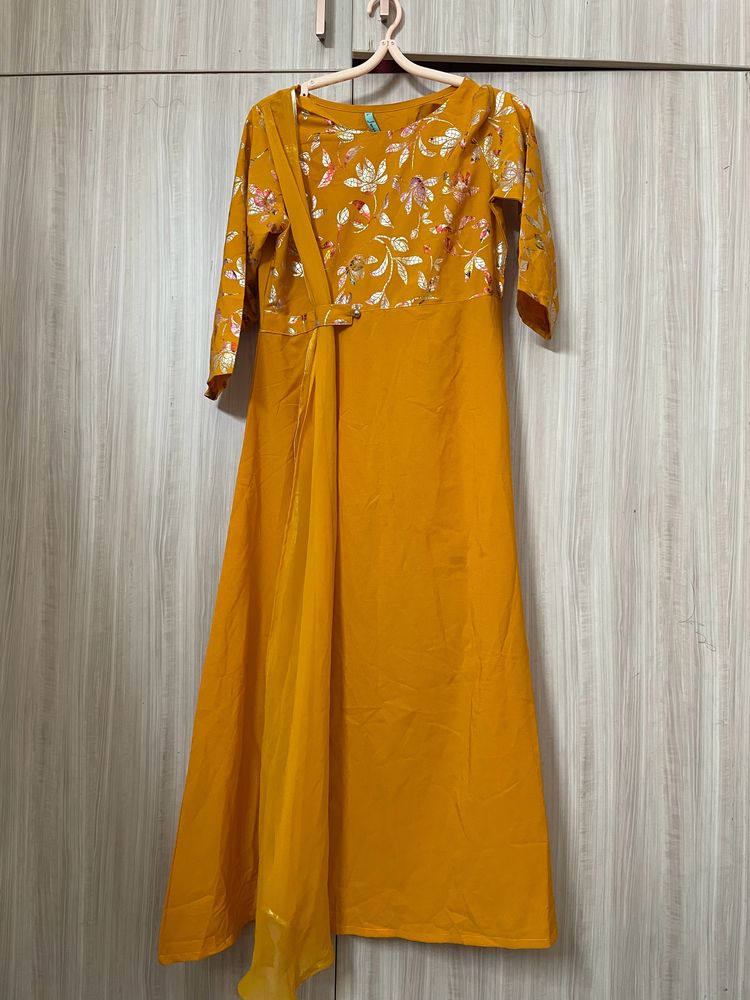 Metallic Print Wester Style A Line Kurta