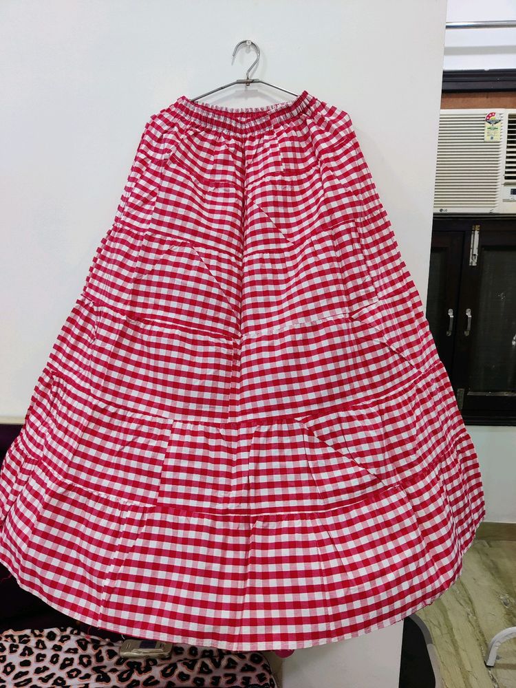 Red And White Ethnic Skirt