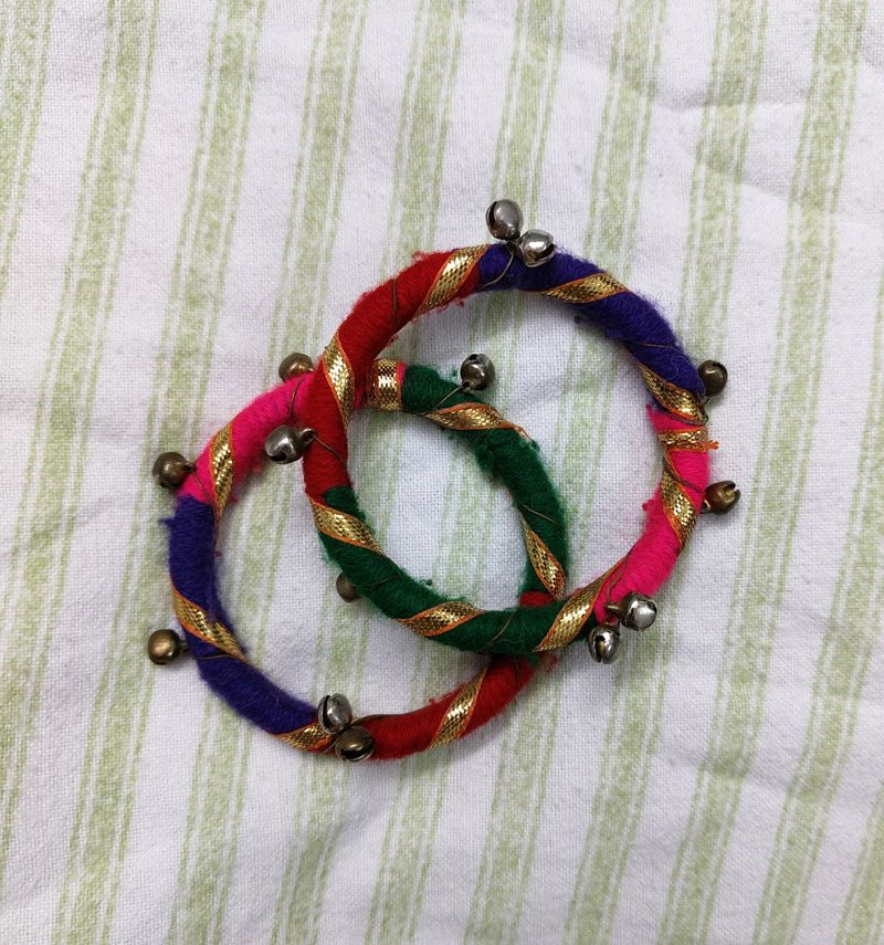 Multicolored Bangles With Little Bells