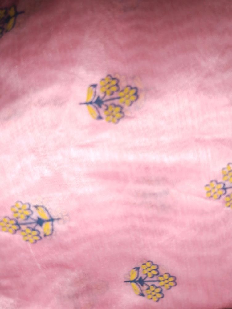 Baby Pink Colour Chanderi Cotton Fabric