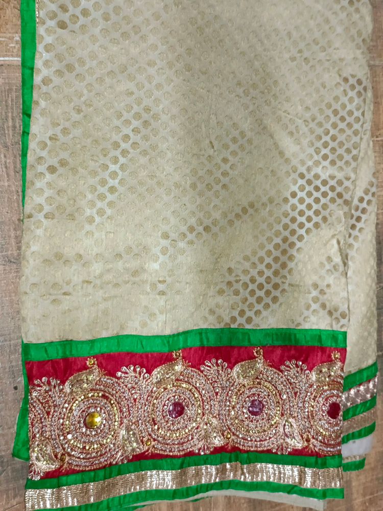 cream colour saree.. with little imperfections.