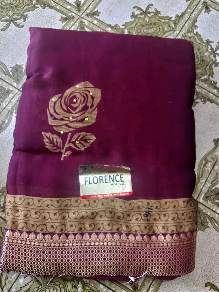 'Purple Florence Saree' With Blouse