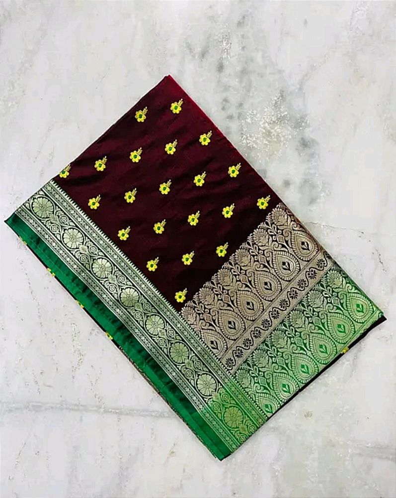 Banarasi Satin Silk Saree With Embroidery Work