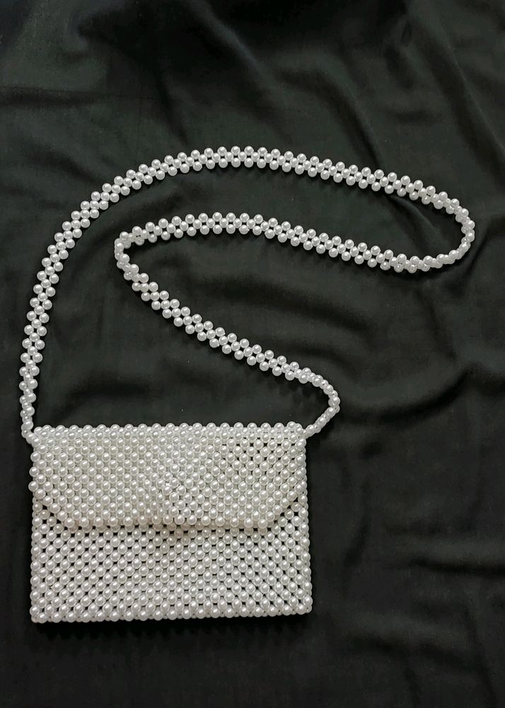 Handmade Pearl Beaded Sling Bag