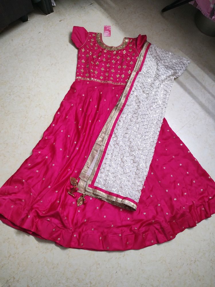 Pink Anarkali With Dupatta